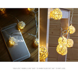 20LED Rattan Ball String Lights Romantic Decorative Fairy Light for Outdoor Indoor
