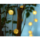 20LED Rattan Ball String Lights Romantic Decorative Fairy Light for Outdoor Indoor - Low Angle