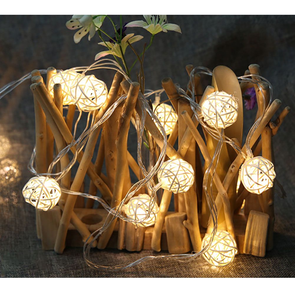 20LED Rattan Ball String Lights Romantic Decorative Fairy Light for Outdoor Indoor