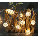 20LED Rattan Ball String Lights Romantic Decorative Fairy Light for Outdoor Indoor