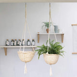 Natural Hanging Seagrass Plant Baskets Dural Layer Flower Planting Basket Holder Garden Decor