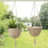 Natural Hanging Seagrass Plant Baskets Dural Layer Flower Planting Basket Holder Garden Decor