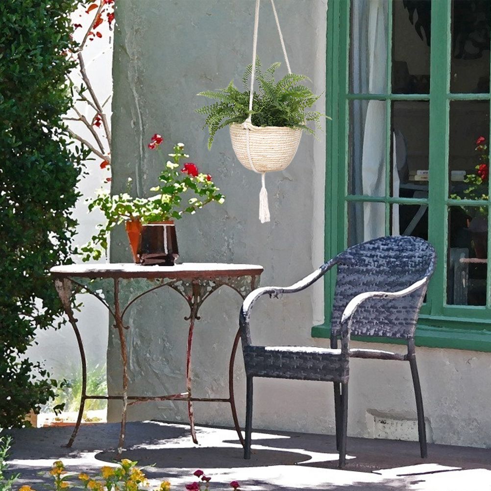 Natural Hanging Seagrass Plant Baskets Dural Layer Flower Planting Basket Holder Garden Decor