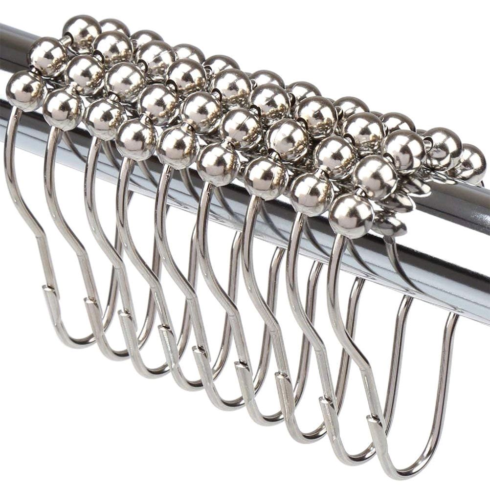 12PCS Antirust Double Glide Shower Curtain Hooks for Bathroom Shower Rods Curtains