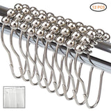 12PCS Antirust Double Glide Shower Curtain Hooks for Bathroom Shower Rods Curtains