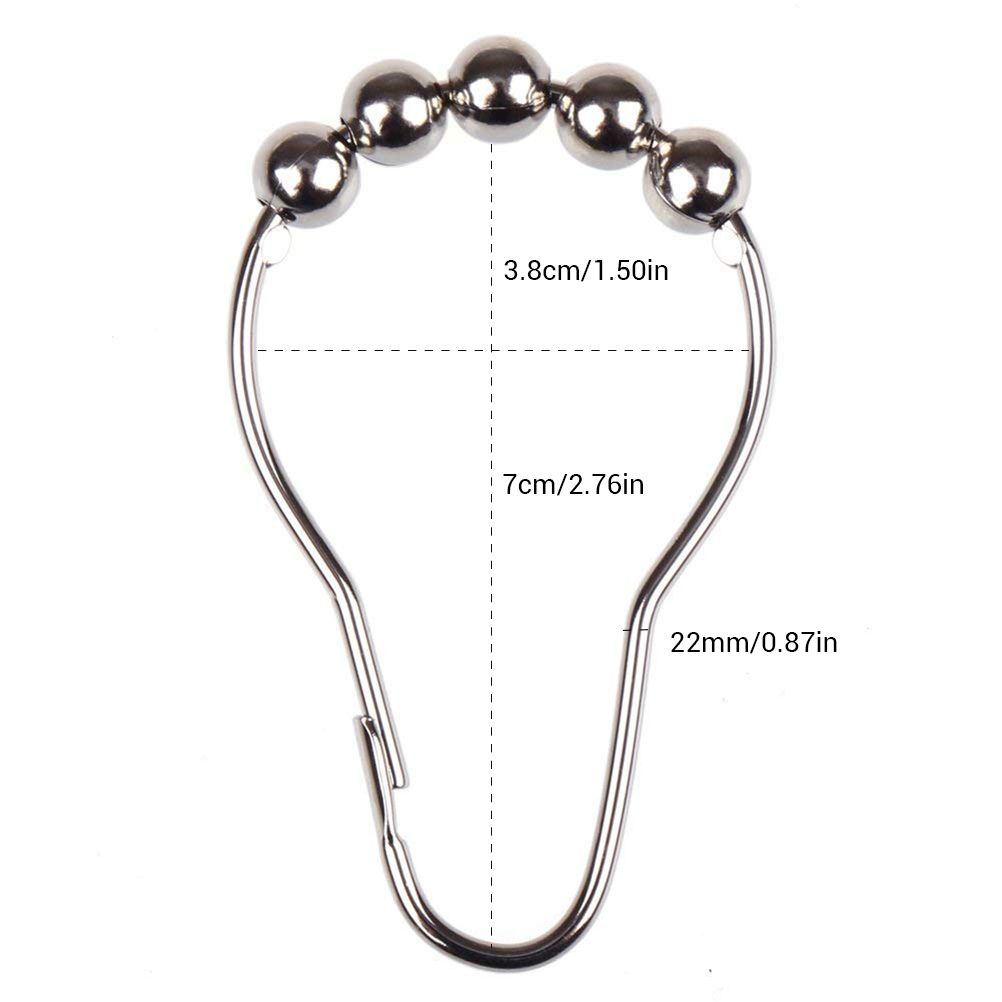 12PCS Antirust Double Glide Shower Curtain Hooks for Bathroom Shower Rods Curtains