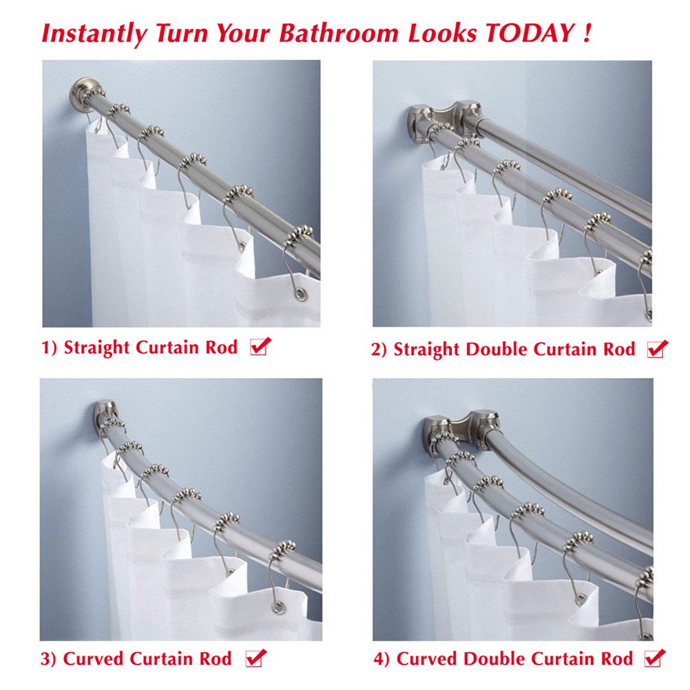 12PCS Antirust Double Glide Shower Curtain Hooks for Bathroom Shower Rods Curtains