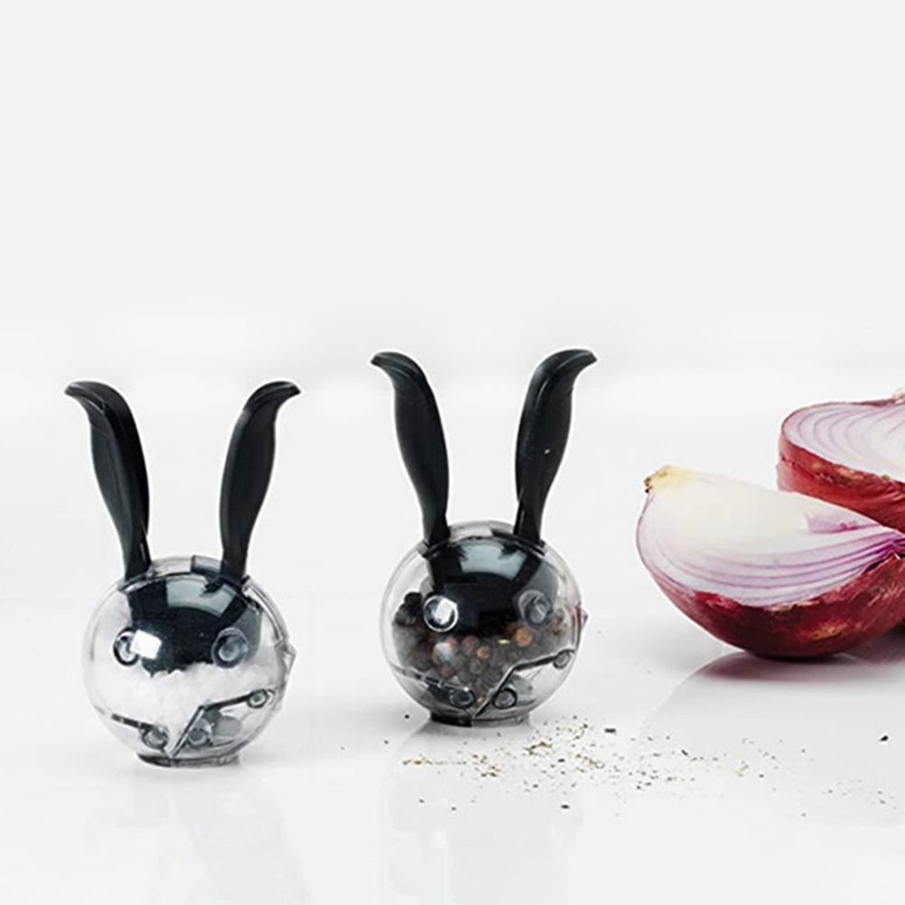 Salt and Pepper Grinder Mini Manual Spice Grinder Multifunctional Kitchen Tools Black Rabbit Ears Design Abrader