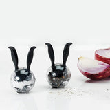 Salt and Pepper Grinder Mini Manual Spice Grinder Multifunctional Kitchen Tools Black Rabbit Ears Design Abrader - Side View
