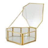 Flip Love Heart Shaped Geometric Glass Jewelry Box Glass Ring Box Multifunctional Jewelry Display Box - Front View