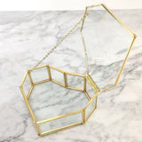 Flip Love Heart Shaped Geometric Glass Jewelry Box Glass Ring Box Multifunctional Jewelry Display Box