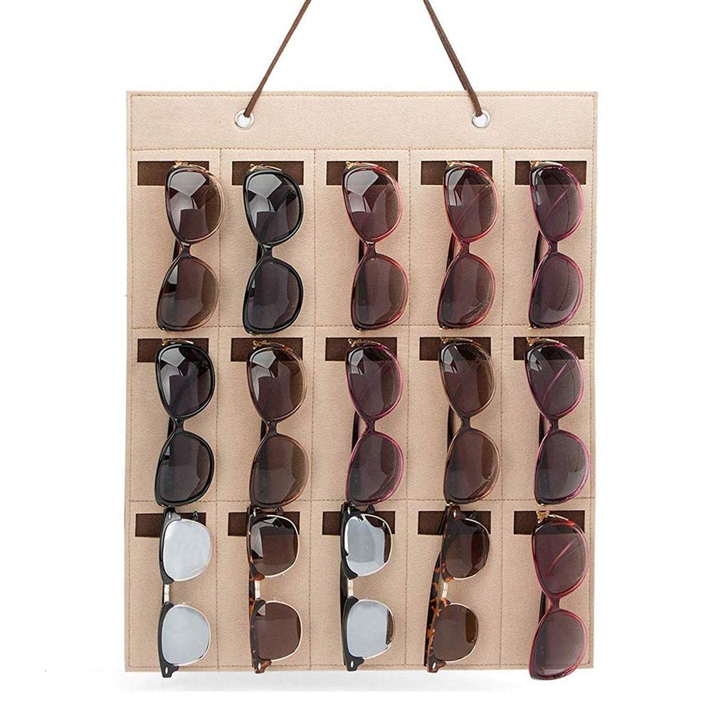 Hanging Sunglasses Organizer Wall Mounted 15 Slots Glasses Storage Organizer Holder