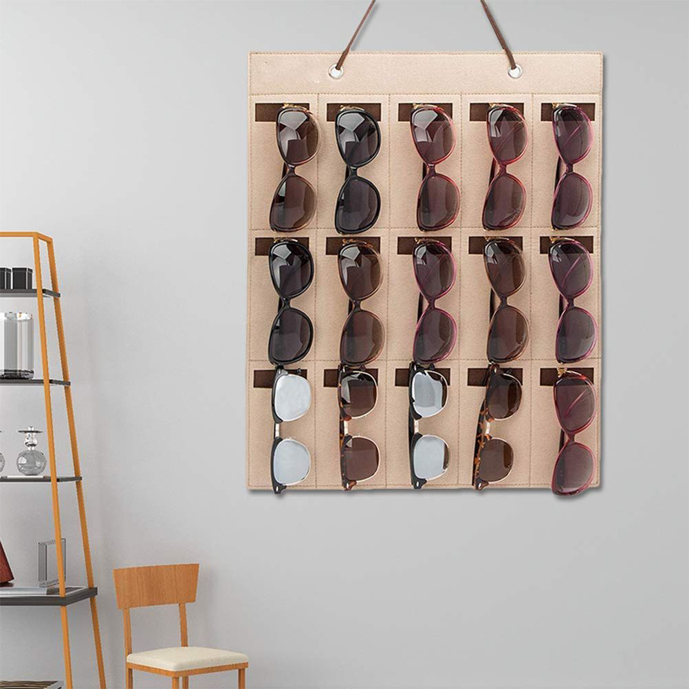 Hanging Sunglasses Organizer Wall Mounted 15 Slots Glasses Storage Organizer Holder