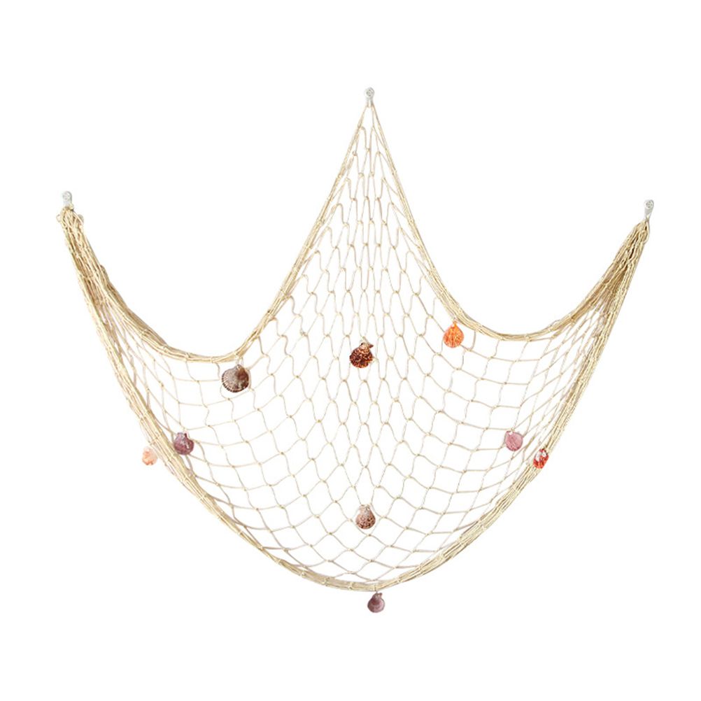 Decorative Fishing Net Wall Decor with Seashells Nautical Style Wall Hangings Ornament