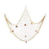 Decorative Fishing Net Wall Decor with Seashells Nautical Style Wall Hangings Ornament - Front View