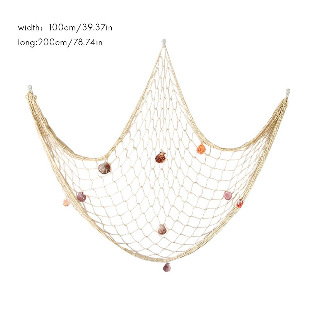 Decorative Fishing Net Wall Decor with Seashells Nautical Style Wall Hangings Ornament