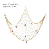 Decorative Fishing Net Wall Decor with Seashells Nautical Style Wall Hangings Ornament - Side View