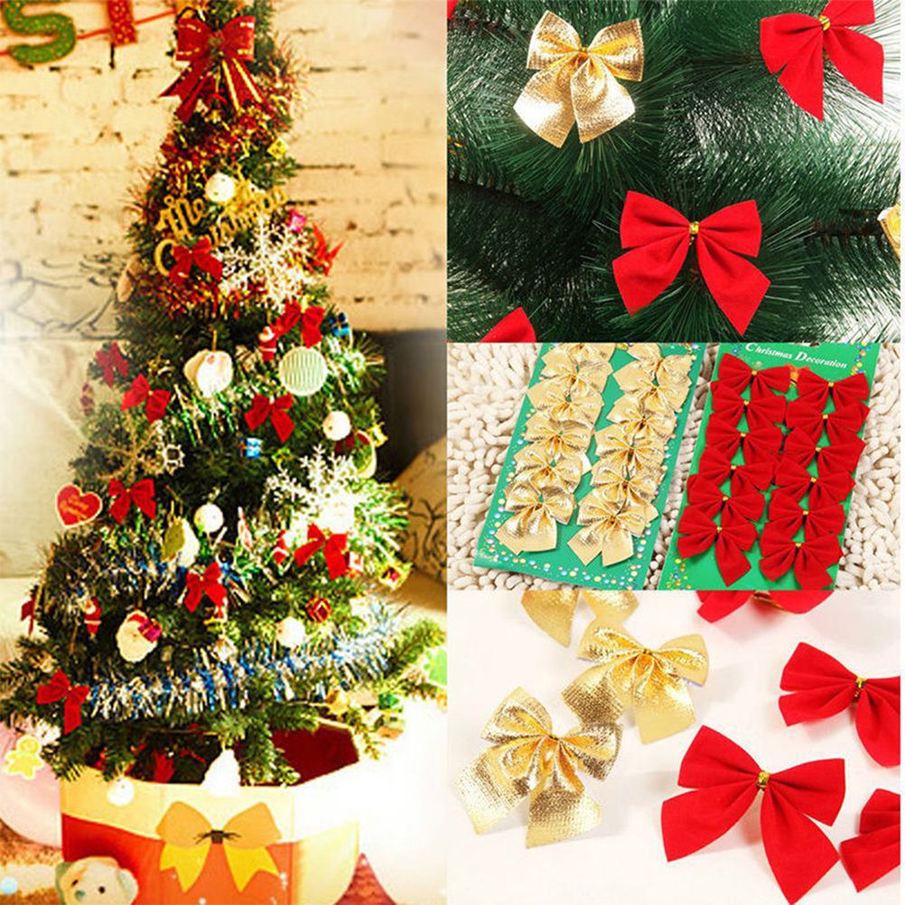 36Pcs/Set Christmas Bows Mini Decorative Bows Ribbon Bows Decoration