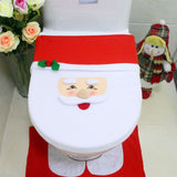 Christmas Pattern Mildew Proof Waterproof Bathroom Toilet Seat Cover Foot Pad and Water Tank Cover Set