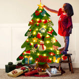 Felt Christmas Tree DIY Soft Christmas Tree with Ornaments and String Light - Top-Down View