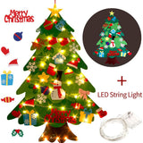 Felt Christmas Tree DIY Soft Christmas Tree with Ornaments and String Light - 45-Degree Angle
