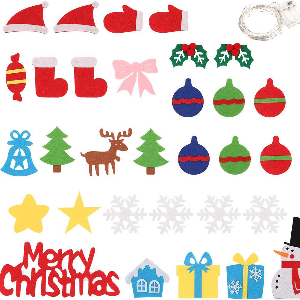 Felt Christmas Tree DIY Soft Christmas Tree with Ornaments and String Light