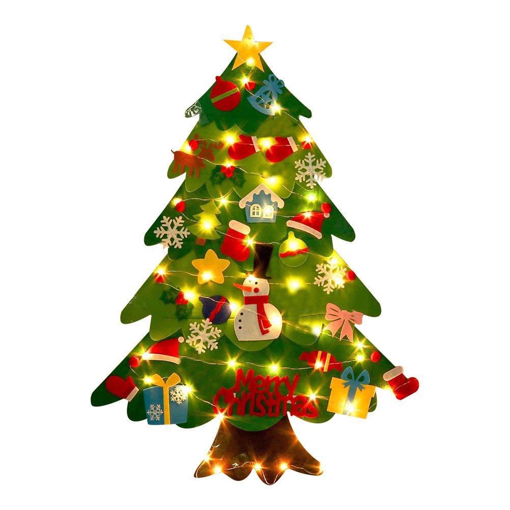 Felt Christmas Tree DIY Soft Christmas Tree with Ornaments and String Light