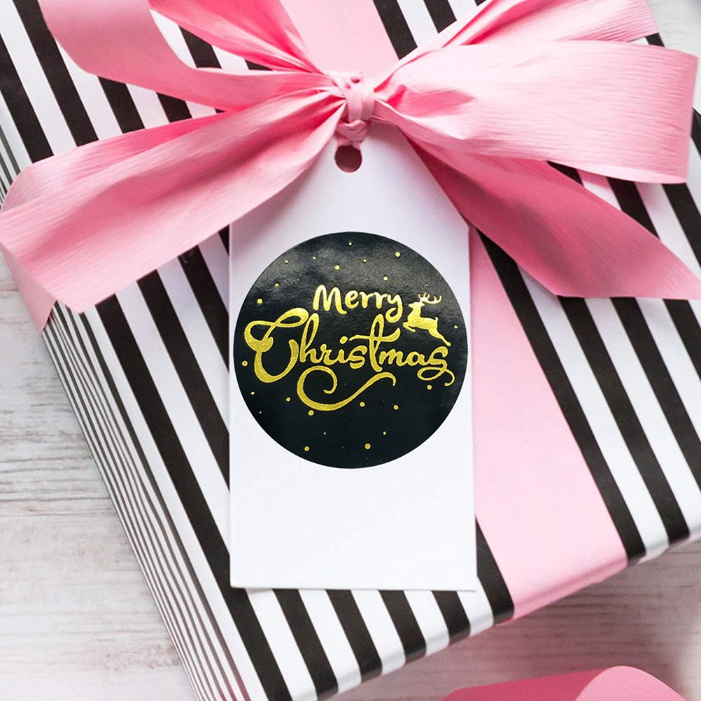 500Pcs/Roll 3.8cm Christmas Stickers Round Envelope Gift Cards Package Labels