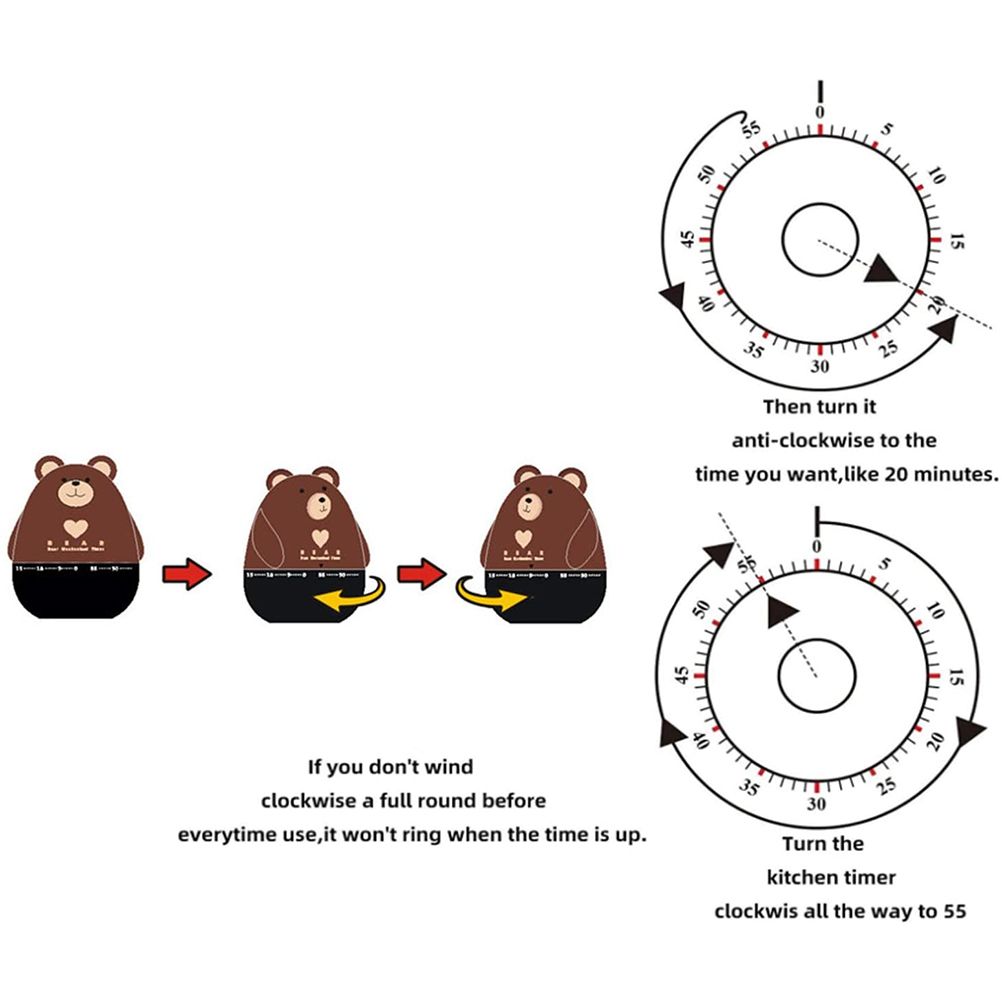 Bear Kitchen Timer Mechanical Kitchen Timer Clock Multipurpose Lovely Kitchen Cooking Tools