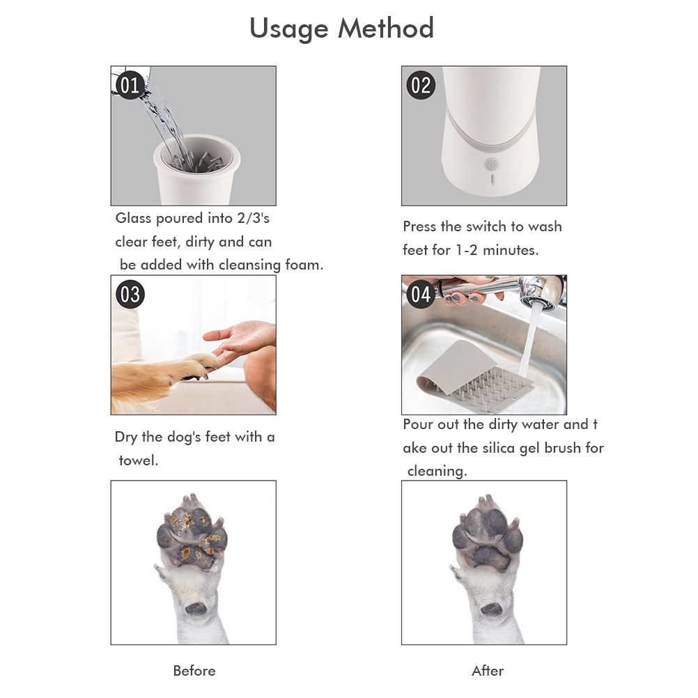 Pet Foot Washer USB Charging Automatic Dog Paw Cleaner Silicone Pet Foot Washing Cup for Dogs Cats