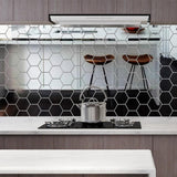 24Pcs Hexagon Mirror Sticker Self Adhesive Mosaic Tiles Bathroom Decorative Mirror Stickers