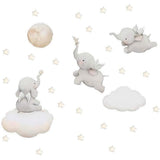 Lovely Label Elephant Wall Stickers for Kids PVC Self Adhesive Wall Stickers Home Wall Decals Decor