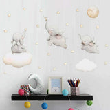 Lovely Label Elephant Wall Stickers for Kids PVC Self Adhesive Wall Stickers Home Wall Decals Decor - Front View