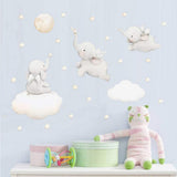 Lovely Label Elephant Wall Stickers for Kids PVC Self Adhesive Wall Stickers Home Wall Decals Decor - Side View