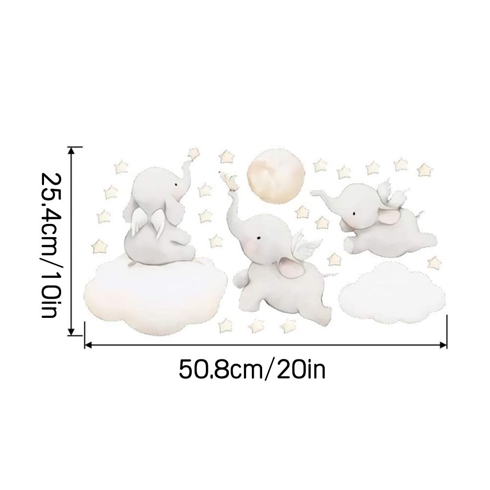Lovely Label Elephant Wall Stickers for Kids PVC Self Adhesive Wall Stickers Home Wall Decals Decor