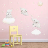 Lovely Label Elephant Wall Stickers for Kids PVC Self Adhesive Wall Stickers Home Wall Decals Decor - 45-Degree Angle