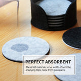 8PCS Round Felt Coasters Absorbent Heat Resistant Reusable Saucer Pad for Housewarming Gifts and Table Supplies