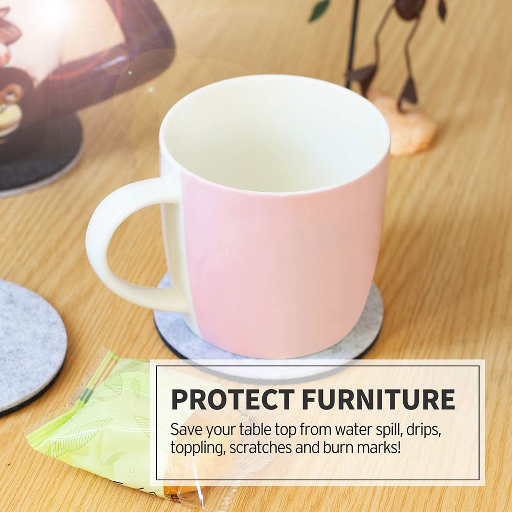 8PCS Round Felt Coasters Absorbent Heat Resistant Reusable Saucer Pad for Housewarming Gifts and Table Supplies