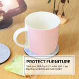 8PCS Round Felt Coasters Absorbent Heat Resistant Reusable Saucer Pad for Housewarming Gifts and Table Supplies - Side View