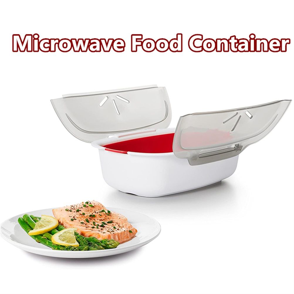 Microwave Cooker Food Container with Removable Basket