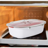 Microwave Cooker Food Container with Removable Basket - Rear View