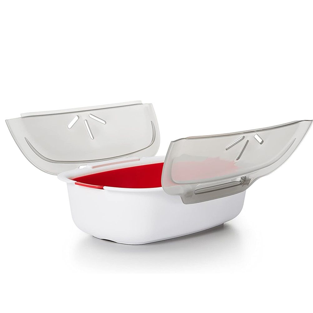 Microwave Cooker Food Container with Removable Basket
