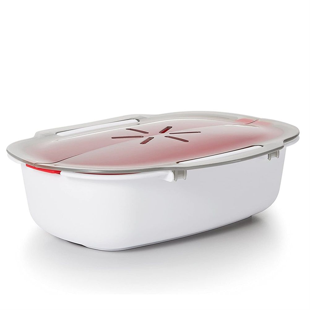Microwave Cooker Food Container with Removable Basket