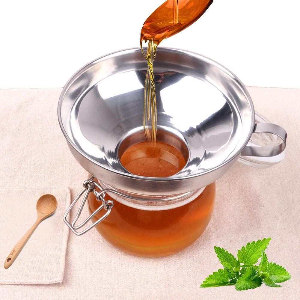 Stainless Steel Wide Mouth Canning Funnel Kitchen Cooking Tools Gadgets Funnel with Handle for Jam