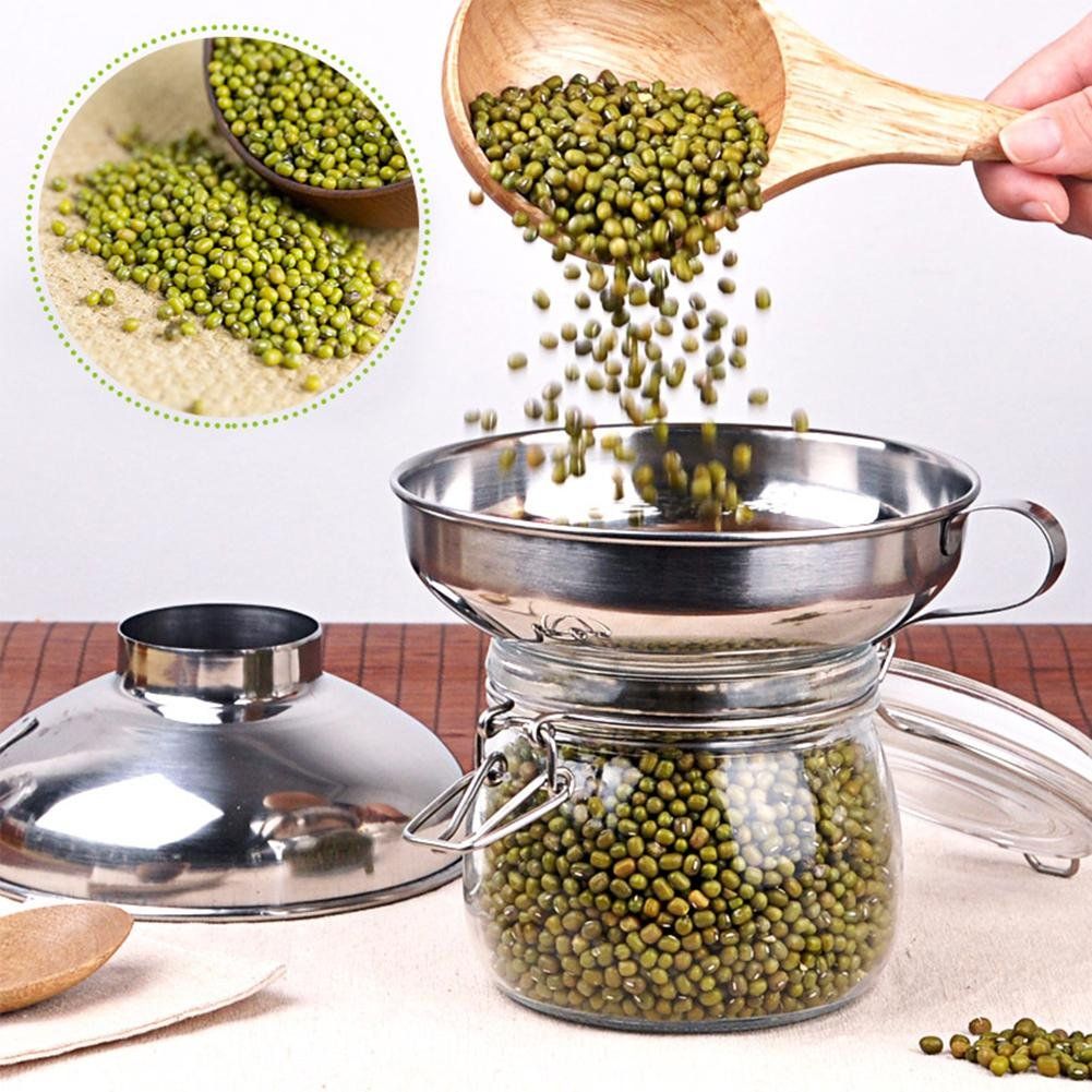 Stainless Steel Wide Mouth Canning Funnel Kitchen Cooking Tools Gadgets Funnel with Handle for Jam