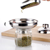 Stainless Steel Wide Mouth Canning Funnel Kitchen Cooking Tools Gadgets Funnel with Handle for Jam - Top-Down View
