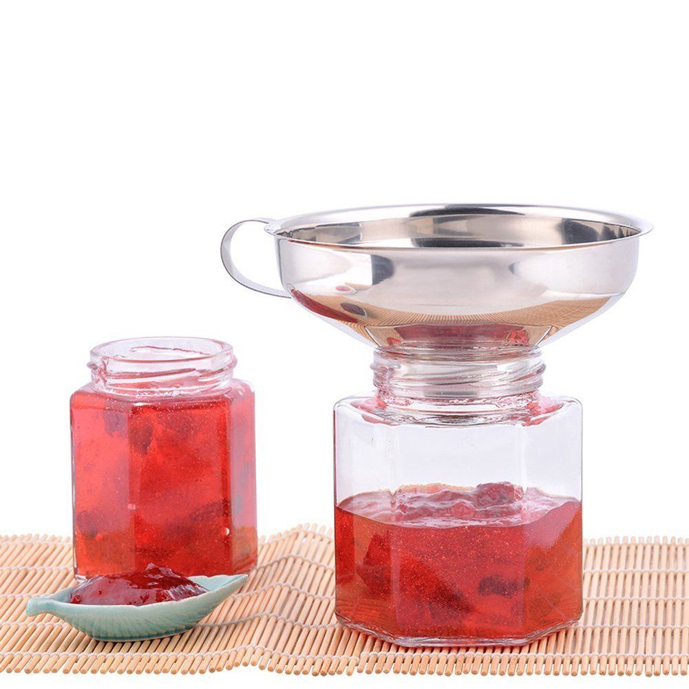Stainless Steel Wide Mouth Canning Funnel Kitchen Cooking Tools Gadgets Funnel with Handle for Jam