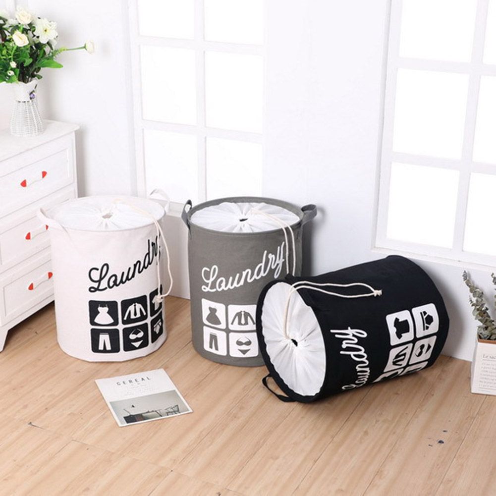 Foldable Fabric Laundry Basket Cotton Laundry Large Bag Collapsible Storage Basket