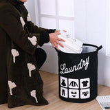 Foldable Fabric Laundry Basket Cotton Laundry Large Bag Collapsible Storage Basket - Rear View