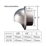 100/150mm Ventilation Outlet Stainless Steel Air Vent Grille Cover - Front View